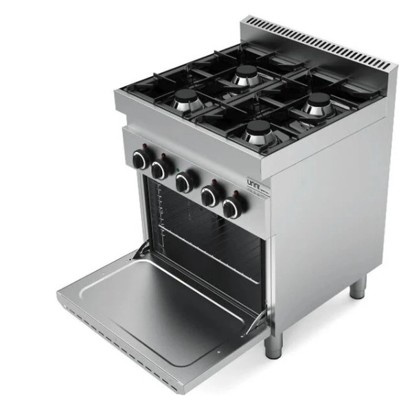 Gasfornuis – 4 pits met oven op propaangas RVS Gasfornuis – 4 pits met oven op propaangas RVS